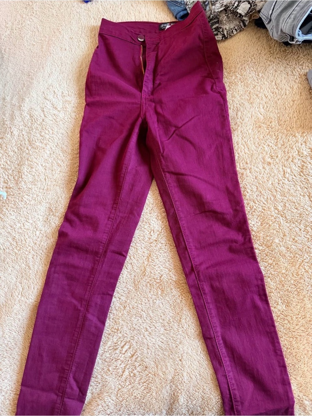 Fashion Nova Maroon Skinny Jeans